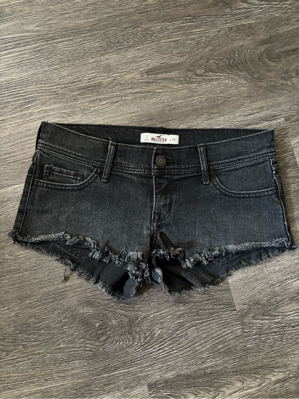 Hollister Black Frayed Hem Denim Shorties